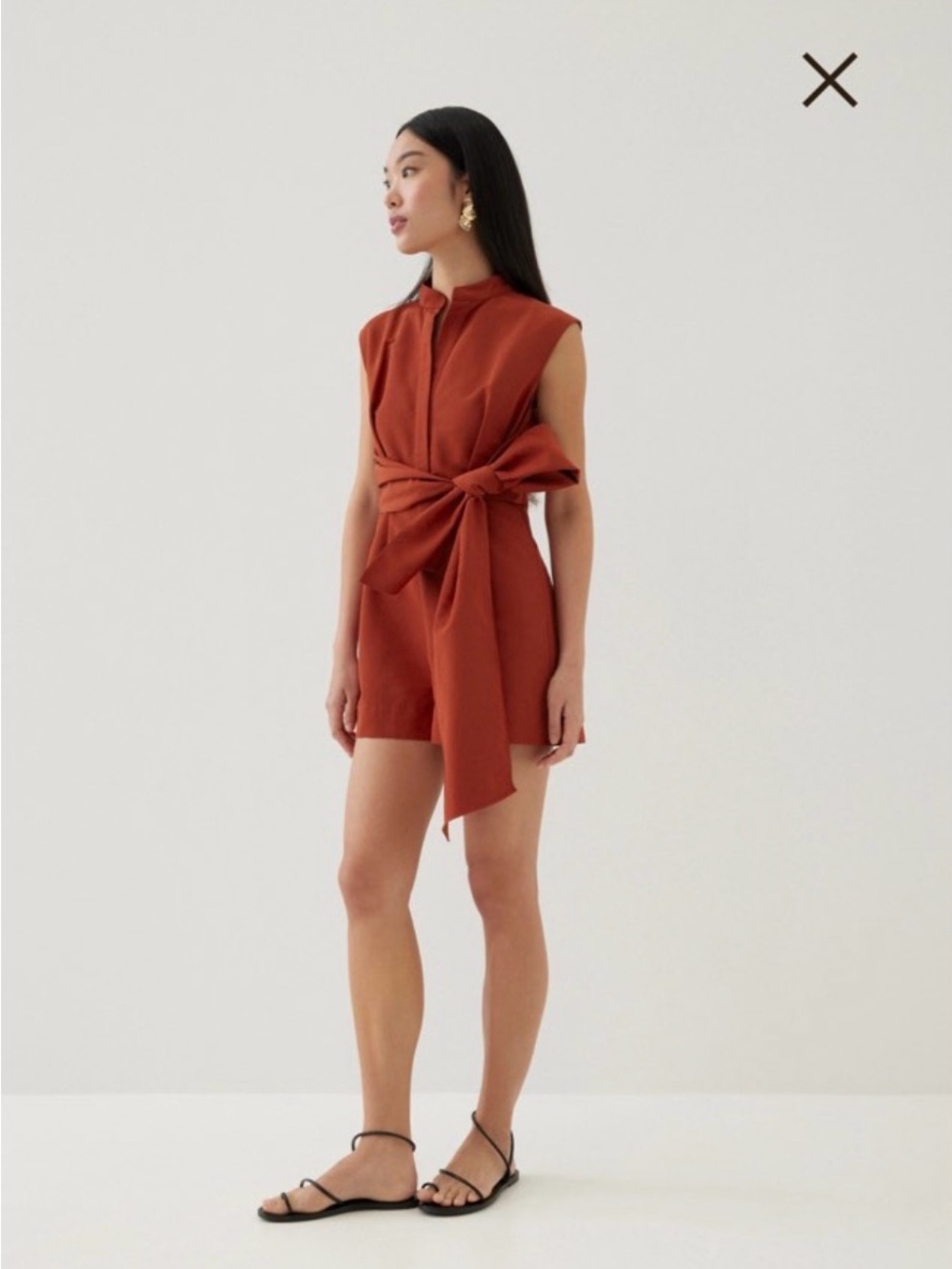 Love Bonito Rust Tie-Waist Romper